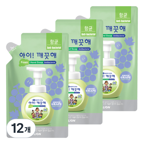아이깨끗해 향균 거품 핸드 솝 리필 청포도향, 200ml, 12개