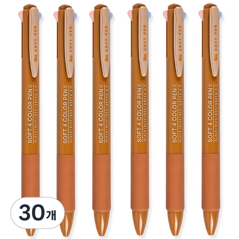 아이비스 소프트 4색 젤펜 0.5mm 12499, 오렌지, 30개