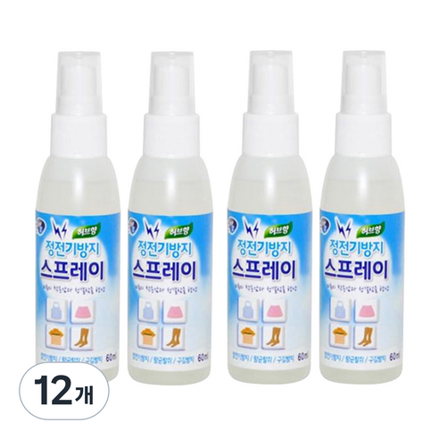 리빙굿 옷 정전기 방지 탈취 스프레이, 60ml, 12개, 허브향