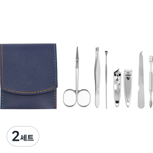 데일리프렌즈 파우치형 손발톱깍이 7종 세트, 네이비, 2세트