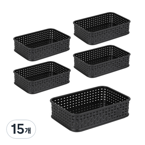 마이스타일 직T 라탄 바스켓 3호, 블랙, 15개