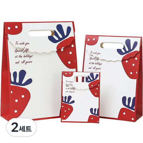 마켓감성 스트로베리 포장백 3종 x 4p 세트, 타입 1, 2세트