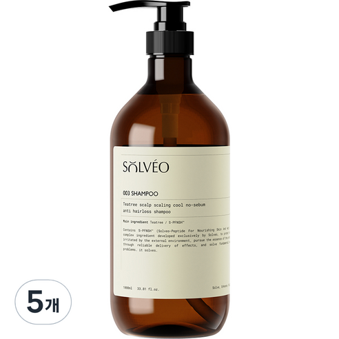 솔브이오 티트리 두피 스케일링 쿨 지성 샴푸 프레시 시트러스향, 5개, 1000ml