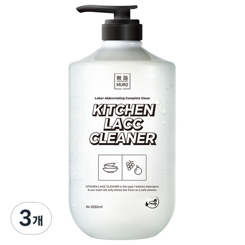 무로 1종 대용량 주방세제 키친락클리너 자몽향, 1050ml, 3개