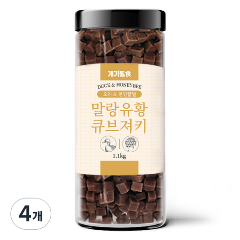 개기월식 말랑 유황 큐브 져키 강아지 간식, 1.1kg, 4개, 혼합맛(오리/천연벌꿀)
