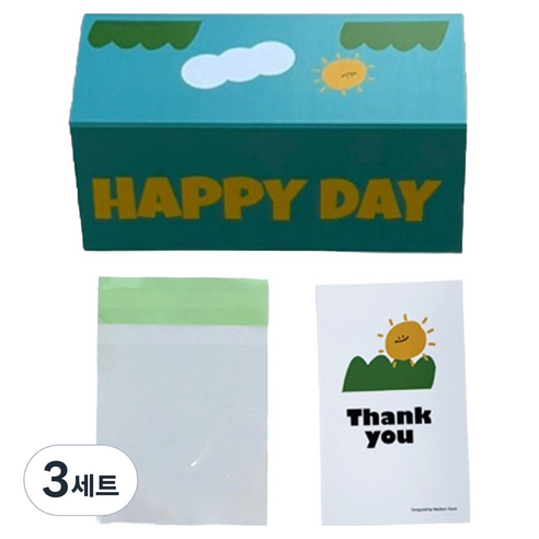 마커스스토어 알록달록 해피데이 헤더택 30p + 포장 소 30p + 카드 30p 세트, 민트, 3세트
