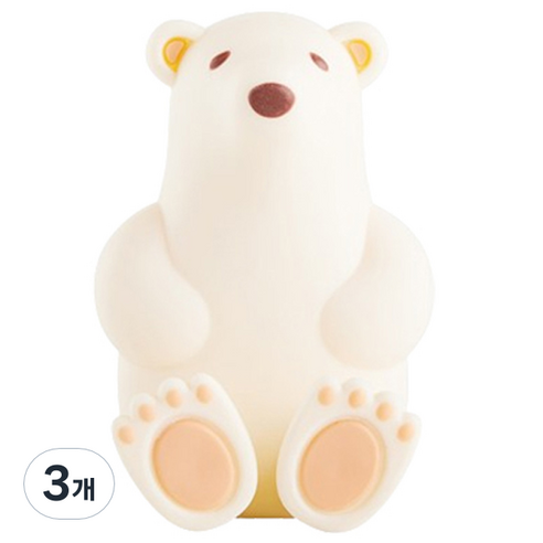 블럭마트 곰모양 칫솔 다용도 홀더, 크림, 3개