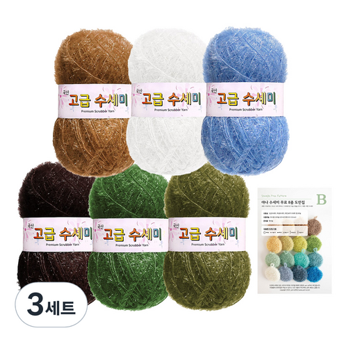 yarna 고급 호빵 수세미 실 고흐 80g x 6p + 도안 B타입 세트, 3세트, 8 삼나무가 있는 밀밭
