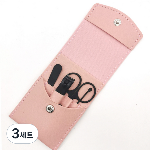 미카엘그라운드 손톱 깎이 4종 세트, 3세트, 핑크(케이스), 블랙(도구)