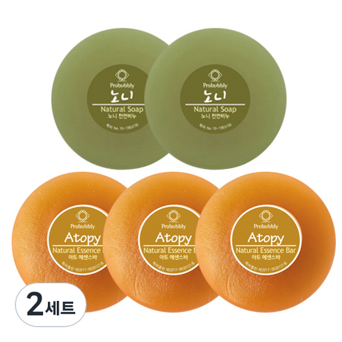 프로버블리 중성비누 노니 110g x 2p + 아토 에센스바 110g x 3p 세트, 2세트