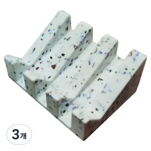 논슬립 실리콘 비누받침, 블랙도트, 3개