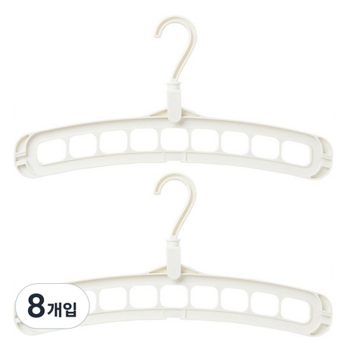 큐지오 다중 옷걸이 곡선형, 화이트, 8개입