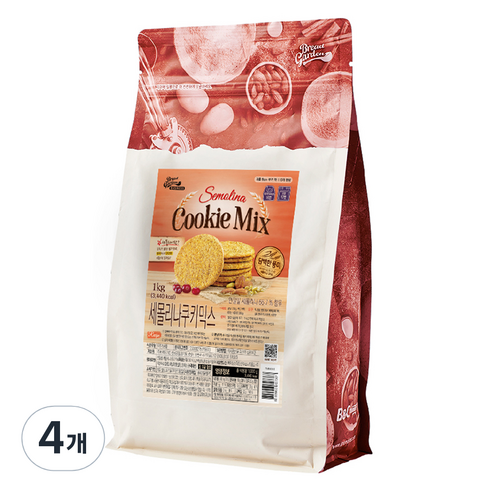 브레드가든 든든한 세몰리나 통밀 쿠키믹스, 1kg, 4개