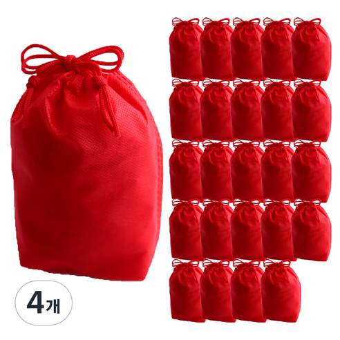 부직포 복주머니 더스트백 30 x 39 cm 25p, 레드, 4개