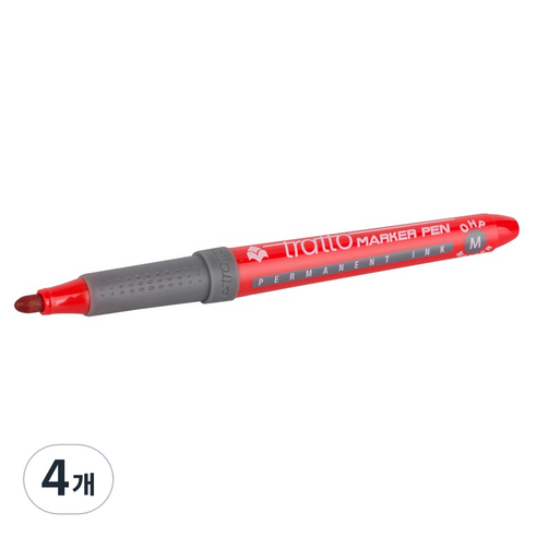 트라토 영구마카 빨강 1.0mm F806702, 4개