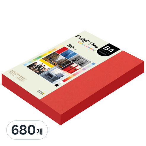 종이문화 프린트 프로 칼라복사지 No.29 레드 80g, B4, 680개
