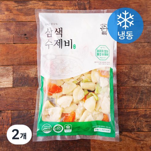 쿡탁 싱거운밥상 삼색수제비 (냉동), 1kg, 2개