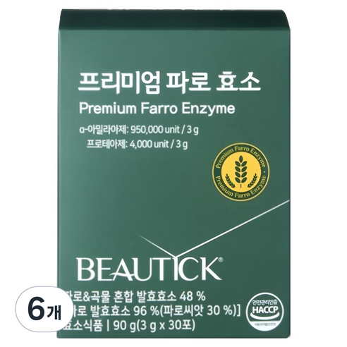 뷰틱 프리미엄 파로 효소, 90g, 30포, 6개