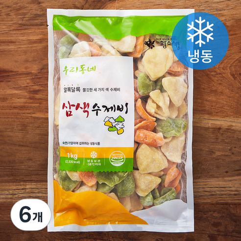 황소식품 우리동네 삼색수제비 (냉동), 1kg, 6개