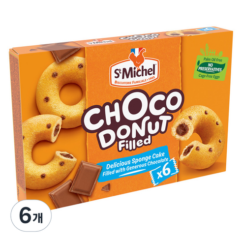 생미쉘 초코 필링 도넛, 180g, 6개