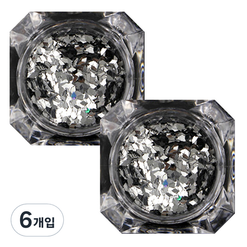 이코디 다이아몬드 네일글리터 1mm, 실버, 6개입