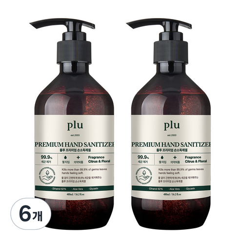 플루 프리미엄 손소독제겔, 480ml, 6개