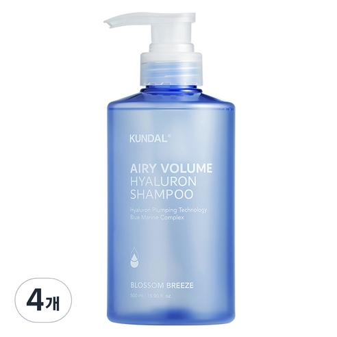 쿤달 히알루론 에어리 볼륨 샴푸 블라썸브리즈, 4개, 500ml