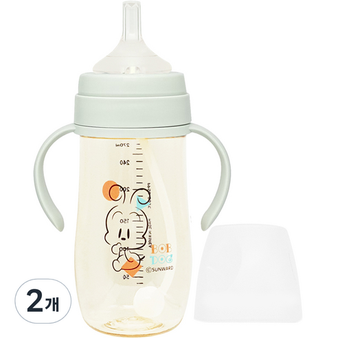 밥독 PPSU 베베쪽쪽 빨대컵 270ml, 민트, 2개