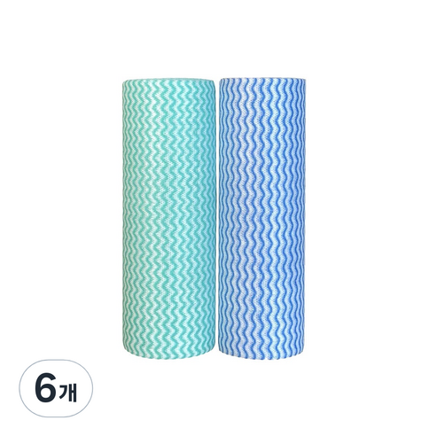 씨엠 1회용 뜯어쓰는 주방 롤 행주 블루, 50개, 6개
