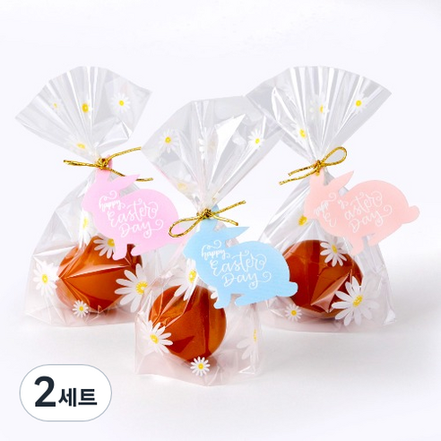 인디케이 부활절 버니텍 50p + 비닐 50p + 골드타이 50p 세트, 혼합색상, 2세트