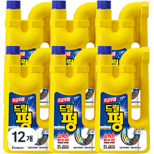 무균무때 드릴펑 배수구세정제, 2L, 12개