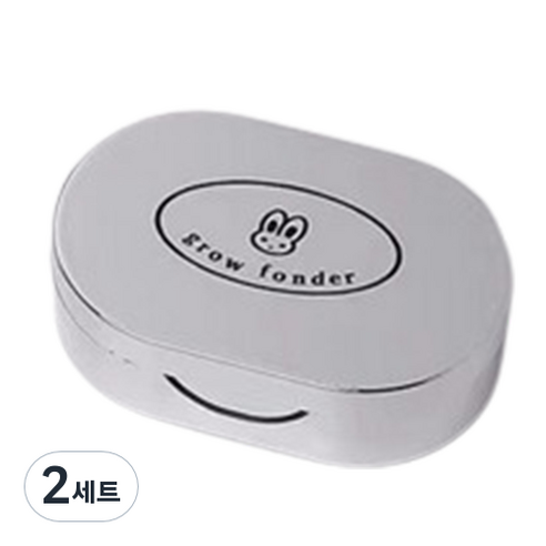 특별한상점 크롬 렌즈통 콘택트렌즈케이스 + 렌즈집게 세트, 실버 래빗, 2세트