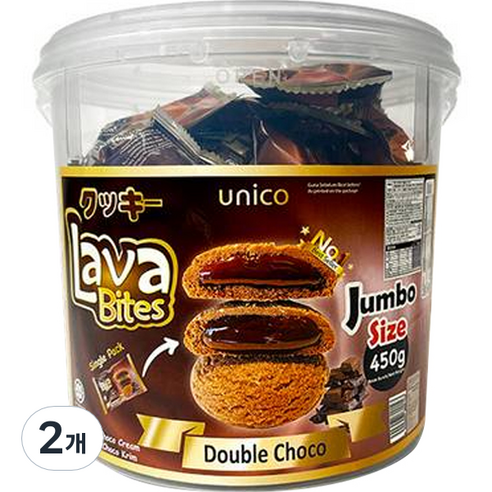 유니코 라바 바이츠 더블초코 쿠키, 450g, 2개
