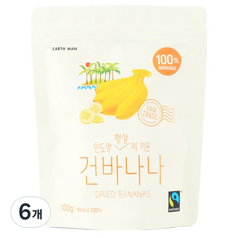 어스맨 인도양 무설탕 건바나나, 100g, 6개