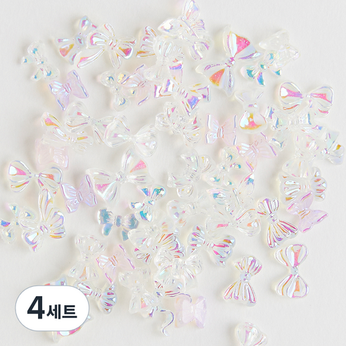 로나우디 고급 대용량 오로라 리본 앤 나비 네일파츠 L02012, 4세트, 랜덤발송