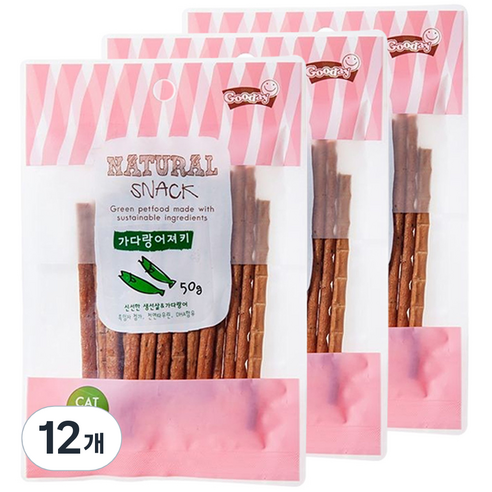 굿데이 네츄럴 스낵 고양이 간식, 가다랑어, 50g, 12개