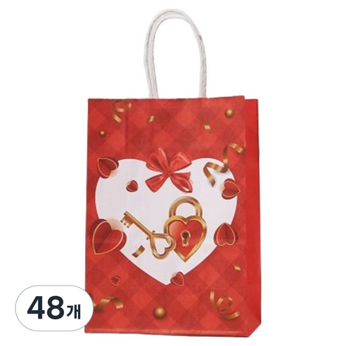 마켓감성 레드 기프트백 중형, 자물쇠, 48개