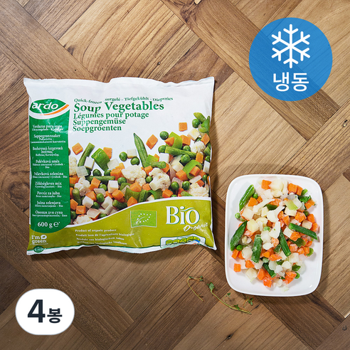 ardo 유기가공식품인증 수프채소믹스 (냉동), 600g, 4봉