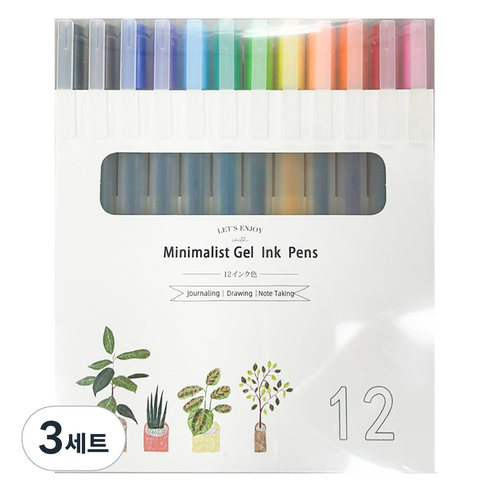 동아피엠에스 미니멀리스트 젤 잉크 펜 0.5mm 12종 세트, 혼합색상, 3세트