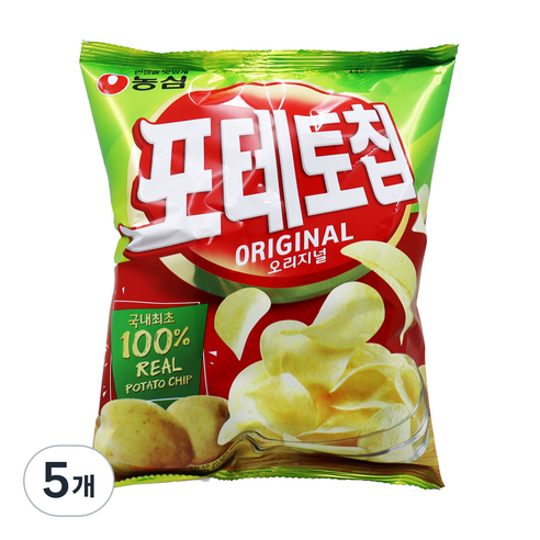 농심 포테토칩오리지널, 60g, 5개