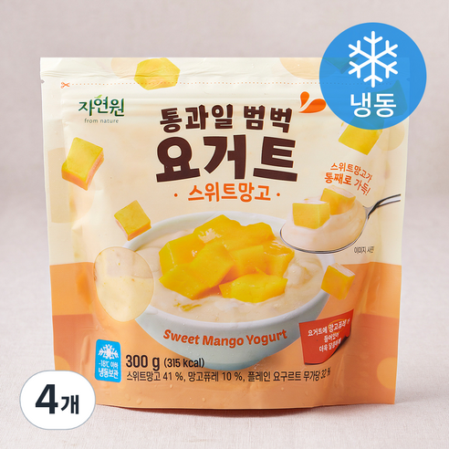자연원 통과일 범벅 요거트 스위트망고 (냉동), 300g, 4개