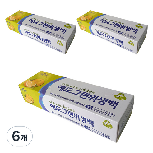 애드그린 산화생분해 위생백 대형 30 x 45 cm, 6개, 100개입, 대(L)