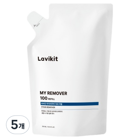 라비킷 마이리무버100 얼룩제거제 리필, 300ml, 5개