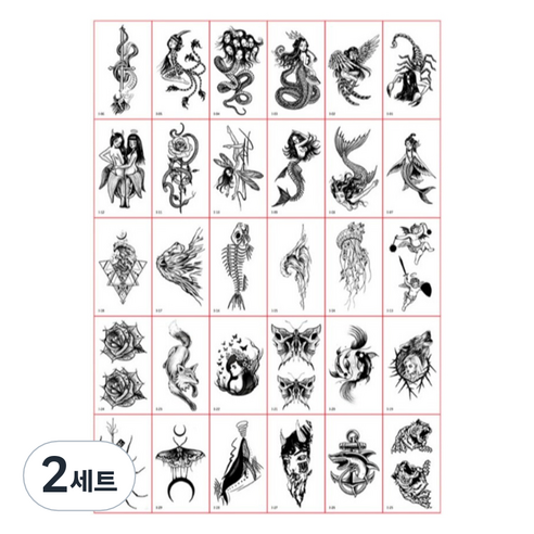 포커머스 헤나 타투 스티커 미니 30종 세트, 2세트, I타입