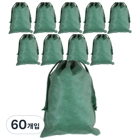 봄91 끈조리개 부직포백 20 x 28 cm, 그린, 60개입