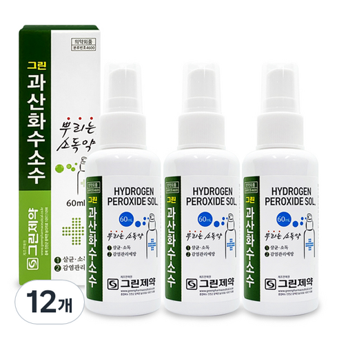그린제약 과산화수소수 스프레이 60ml, 12개