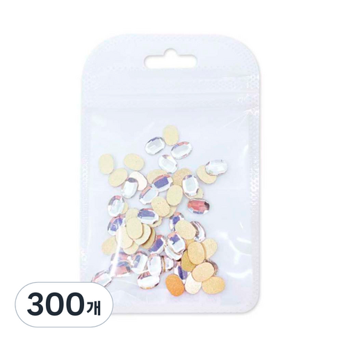 메이브라운 네일스톤 대용량 롱오발 네일파츠 6 x 8 mm, 크리스탈, 300개