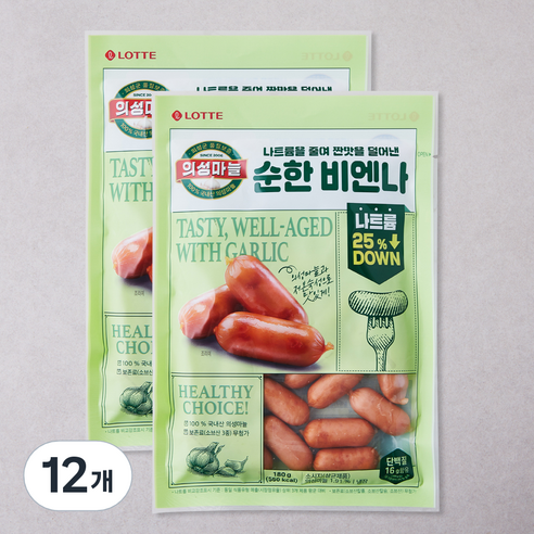 롯데 의성마늘 순한 비엔나, 180g, 12개