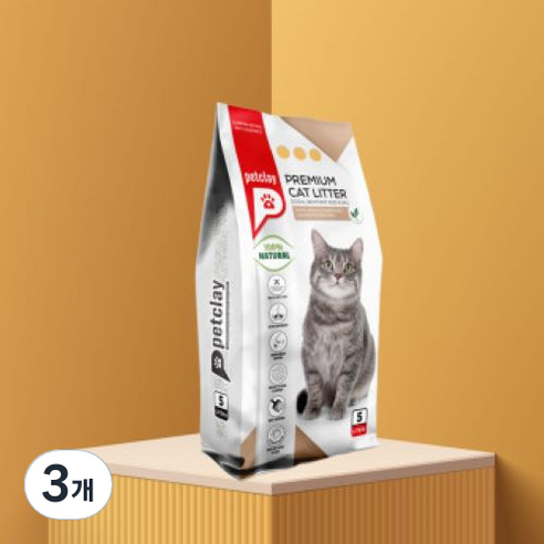 고양이 프리미엄 모래 펫샌드 내츄럴, 3개, 5L