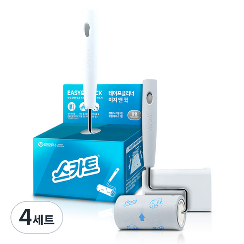 스카트 테이프클리너 이지 앤 퀵 중형 본품 + 리필 + 케이스 세트, 4세트